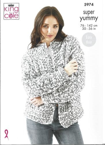 King Cole Sweater / Cardigan Knitting Pattern in Super Yummy (5974)