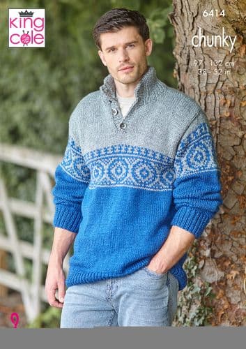 King Cole Sweater Vest and Sweater Knitting Pattern in Dalesway Chunky (6414)