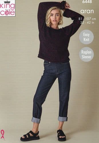 King Cole Sweaters Knitting Pattern in Firefly Aran (6448)