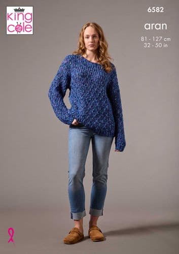 King Cole Sweaters Knitting Pattern in Firefly Aran (6582)