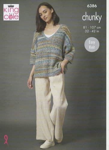 King Cole Sweaters Knitting Pattern in Flair Chunky (6386)