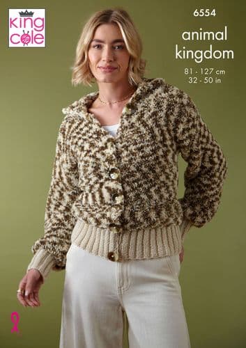 King Cole Tank Top and Cardigan Knitting Pattern in Animal Kingdom Aran (6554)