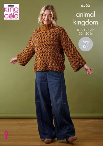 King Cole Tank Top and Sweater Knitting Pattern in Animal Kingdom Aran (6555)