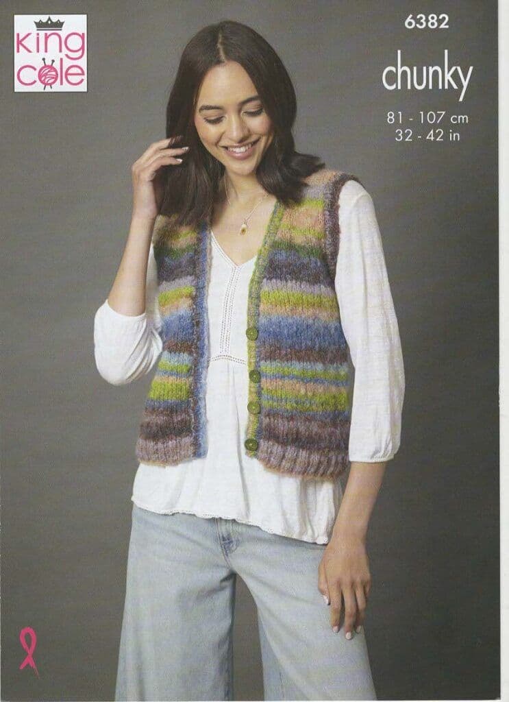 King Cole Waistcoat and Tank Top Knitting Pattern in Flair Chunky 6382