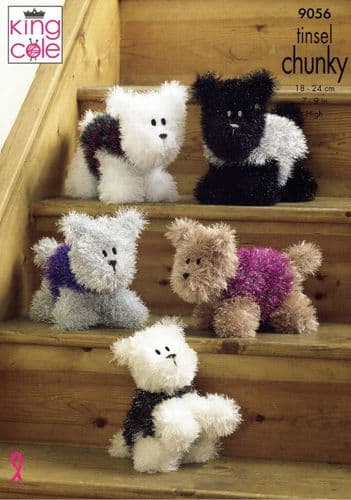 King Cole Westie Style Dogs Knitting Pattern in Tinsel Chunky (9056)