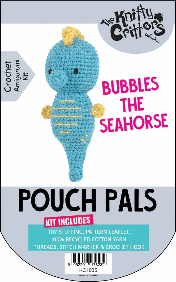 Knitty Critters - Pouch Pals - Bubbles the Seahorse