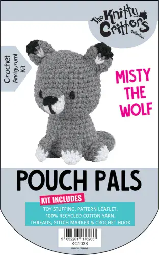 Knitty Critters - Pouch Pals - Misty the Wolf