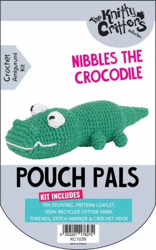 Knitty Critters - Pouch Pals - Nibbles the Crocodile