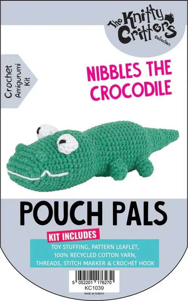 Knitty Critters - Pouch Pals - Nibbles the Crocodile