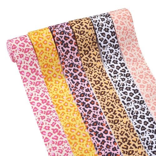 Leopard Print Polyester Ribbon - 6 Colour Choices - 38mm Wide (4.5M Roll)