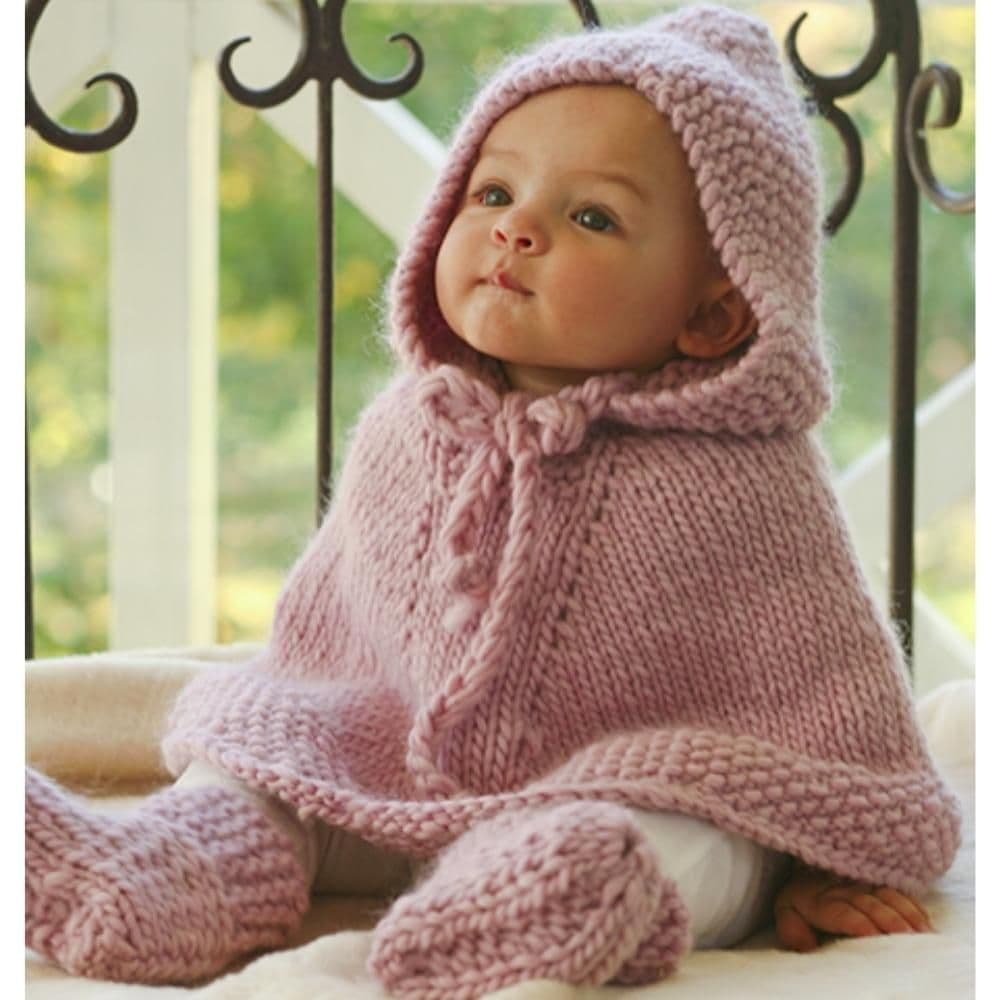 Little Peach Poncho Bootees Knitting Kit 0-4Yrs