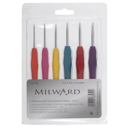 Milward Soft Grip Rainbow Crochet Hook Set (Pack of 6)