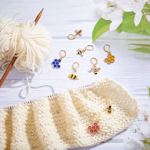 NBEADS Bee & Honeycomb Stitch Markers - Set of 8 (W2.10B)