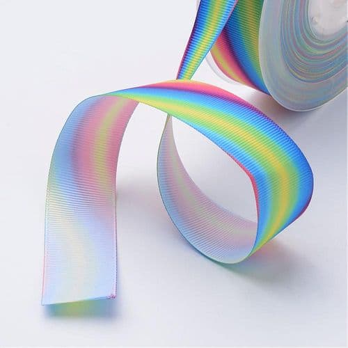Rainbow Swirl Ribbon 25mm Wide (2 Variants) (Per Metre)