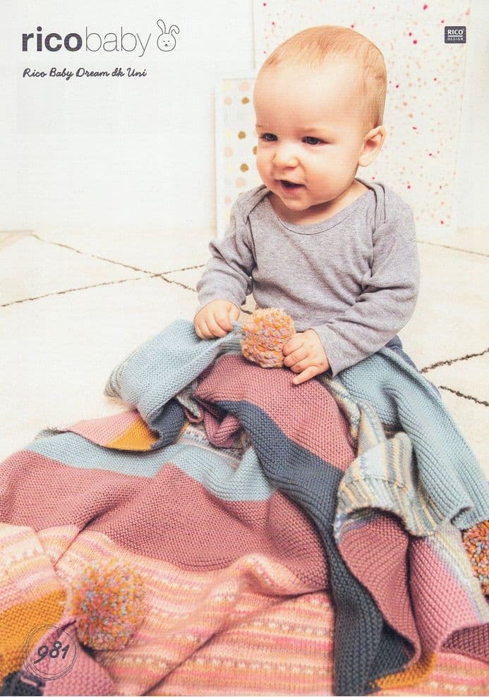 Rico Babies Blanket Knitting Pattern in Baby Dream Uni DK 981