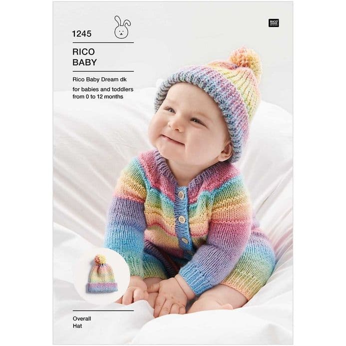 Rico Babies Onesie and Hat Knitting Pattern in Baby Dream DK 1245