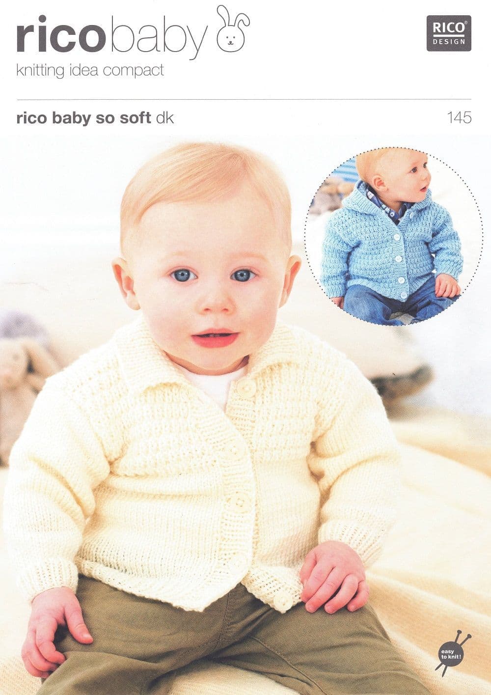 Rico Babies Textured Cardigans Knitting Pattern in Baby So Soft DK 145