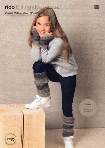 Rico Childrens Wrist & Leg Warmers Knitting Pattern in Creative Melange Aran Wonderball (1045)
