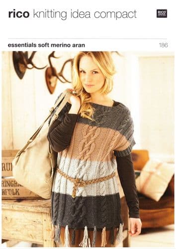 Rico Ladies Fringed Sweater Knitting Pattern in Essentials Soft Merino Aran (186)