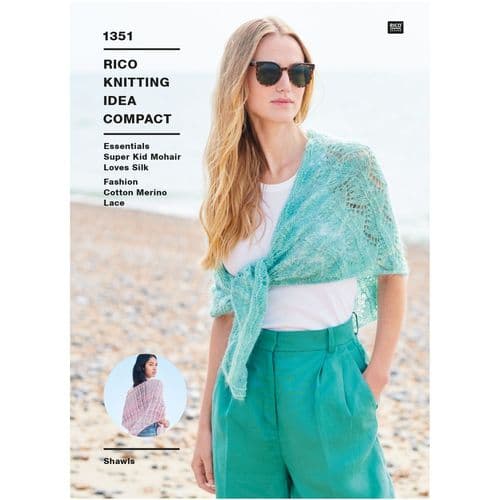 Rico Ladies Shawl Knitting Pattern in Lazy Hazy Summer Cotton DK (1351)