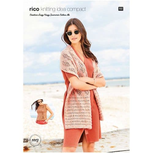 Rico Ladies Shawl / Top Knitting Pattern in Lazy Hazy Summer Cotton DK (1013)