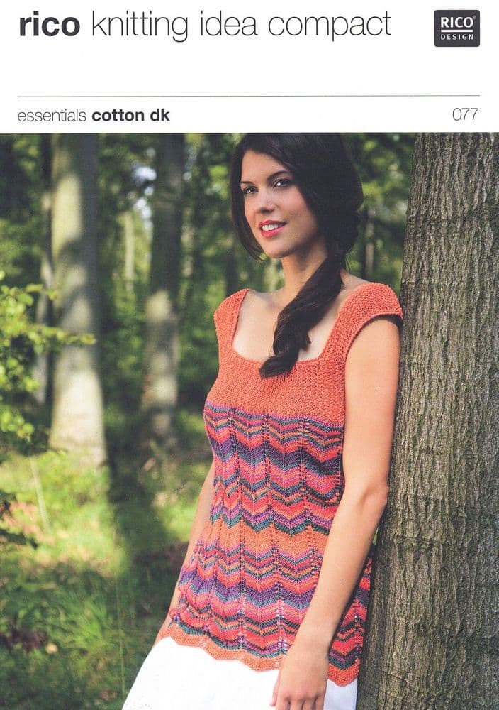 Rico Ladies Tank Top Knitting Pattern in Essentials Cotton DK 077