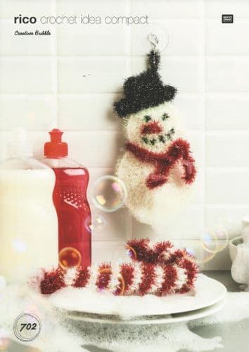 Rico Snowman & Candy Cane Scrubby Crochet Pattern in Bubble DK (702)
