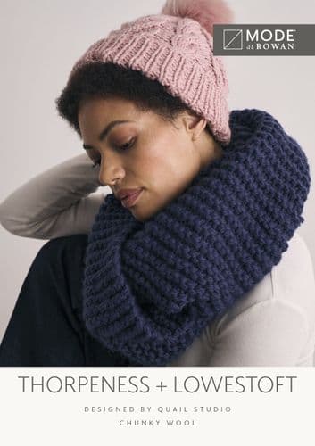 Rowan Ladies Thorpeness + Lowestoft Scarf and Hat Knitting Booklet in Chunky Wool (MIP24)