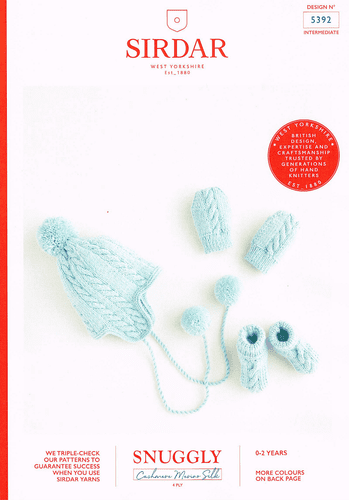 Sirdar Babies Accessories Knitting Pattern in Snuggly Cashmere Merino Silk 4Ply (5392)