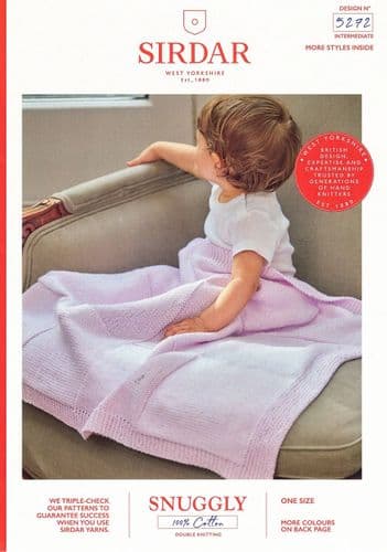 Sirdar Babies Blanket Knitting Pattern in Snuggly 100% Cotton DK (5272)