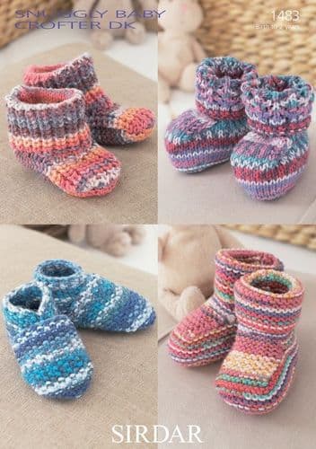 Sirdar Babies Bootees, Shoes & Boots Knitting Pattern in Baby Crofter DK - 1483 PDF DOWNLOAD
