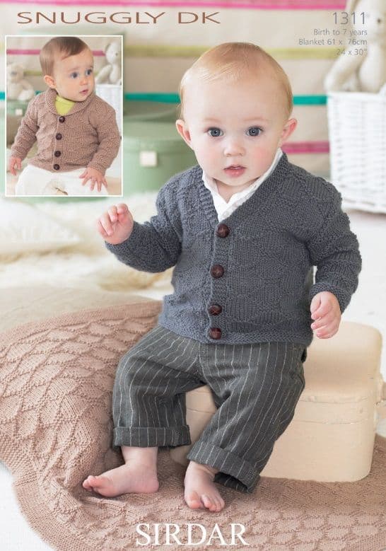 Sirdar Babies/Boys Cardigans Blanket Knitting Pattern in Snuggly