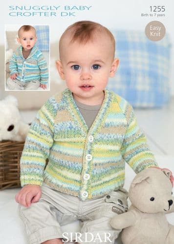 Sirdar Babies/Boys Cardigans Knitting Pattern in Baby Crofter DK - 1255 PDF DOWNLOAD