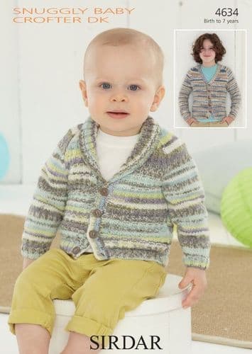 Sirdar Babies/Boys Cardigans Knitting Pattern in Baby Crofter DK - 4634 PDF DOWNLOAD