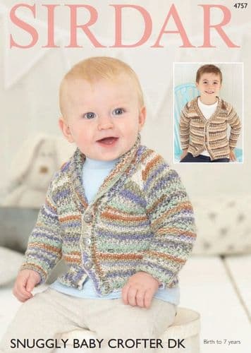 Sirdar Babies/Boys Cardigans Knitting Pattern in Baby Crofter DK - 4757 PDF DOWNLOAD
