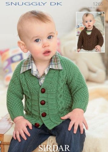 Sirdar Babies/Boys Cardigans Knitting Pattern in Snuggly DK - 1265 PDF DOWNLOAD