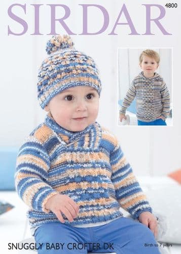 Sirdar Babies/Boys Sweaters & Hat Knitting Pattern in Baby Crofter DK - 4800 PDF DOWNLOAD