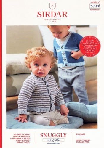 Sirdar Babies Cardigan Knitting Pattern in Snuggly 100% Cotton DK (5278)