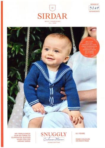 Sirdar Babies Cardigan Knitting Pattern in Snuggly Cashmere Merino DK (5247)