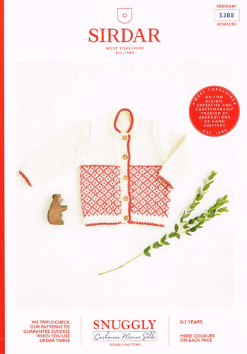 Sirdar Babies Cardigan Knitting Pattern in Snuggly Cashmere Merino Silk DK (5388)