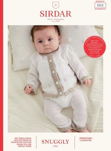 Sirdar Babies Cardigan & Leggings Knitting Pattern in Snuggly 2ply - 5523 PDF DOWNLOAD