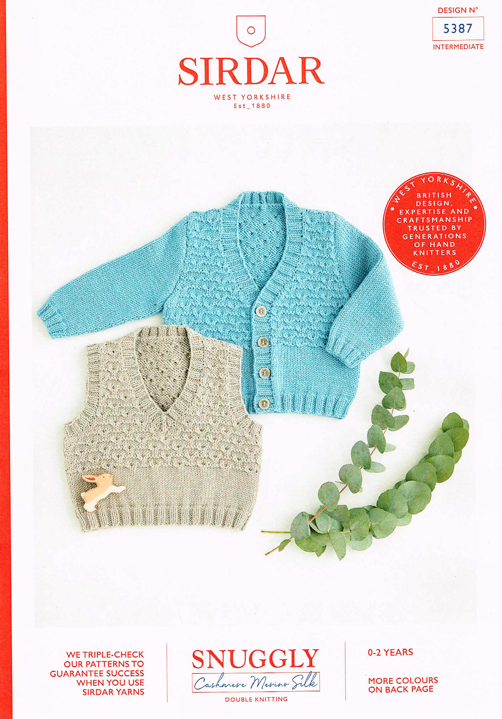 Sirdar Babies Cardigan Vest Knitting Pattern in Snuggly Cashmere