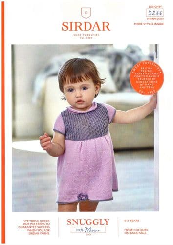Sirdar Babies Dress and Shoes Knitting Pattern in Snuggly 100% Merino 4Ply (5266)