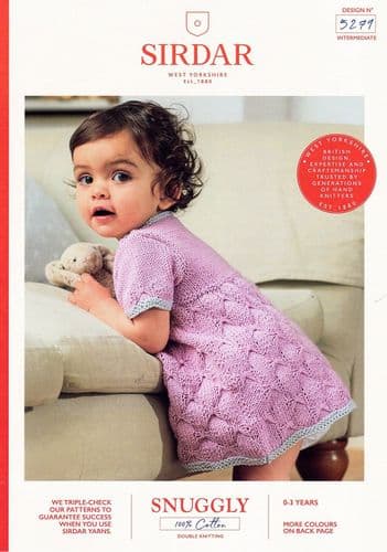 Sirdar Babies Dress Knitting Pattern in Snuggly 100% Cotton DK (5279)