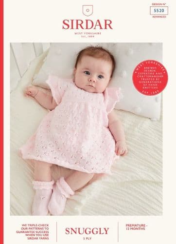 Sirdar Babies Dress & Socks Knitting Pattern in Snuggly 3ply - 5520 PDF DOWNLOAD