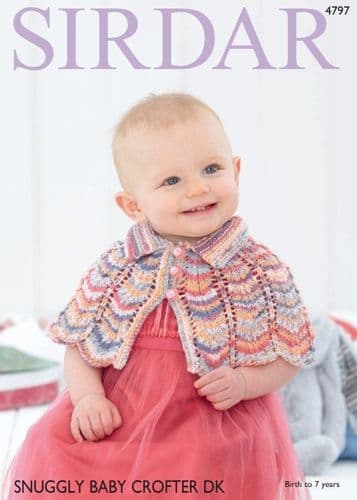 Sirdar Babies/Girls Capes Knitting Pattern in Baby Crofter DK - 4797 PDF DOWNLOAD