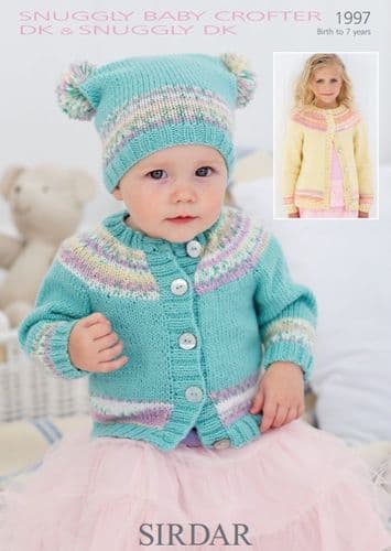 Sirdar Babies/Girls Cardigan & Hat Knitting Pattern in Baby Crofter DK - 1997 PDF DOWNLOAD