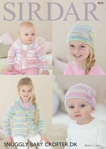 Sirdar Babies/Girls Cardigan & Hat Knitting Pattern in Baby Crofter DK - 4675 PDF DOWNLOAD