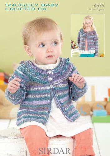 Sirdar Babies/Girls Cardigan Knitting Pattern in Baby Crofter DK - 4575 PDF DOWNLOAD