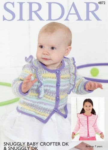 Sirdar Babies/Girls Cardigan Knitting Pattern in Baby Crofter DK - 4872 PDF DOWNLOAD